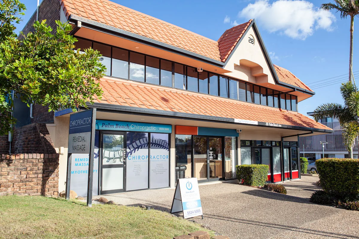Outside Palm Beach Chiropractic clinic on Palm Beach Avenue, Gold Coast