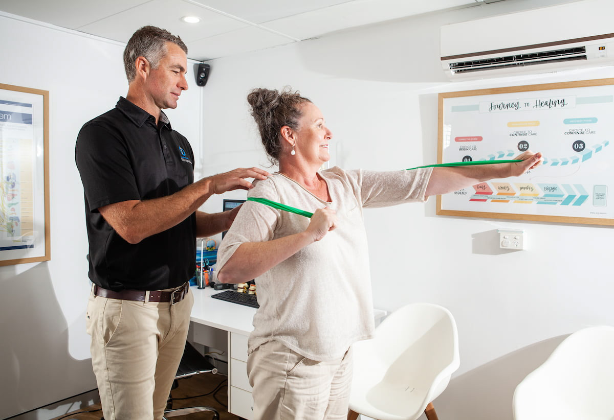 Rehabilitation exercise at Palm Beach Chiropractic Gold Coast