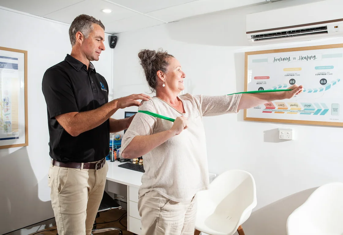 Rehabilitation exercise at Palm Beach Chiropractic Gold Coast